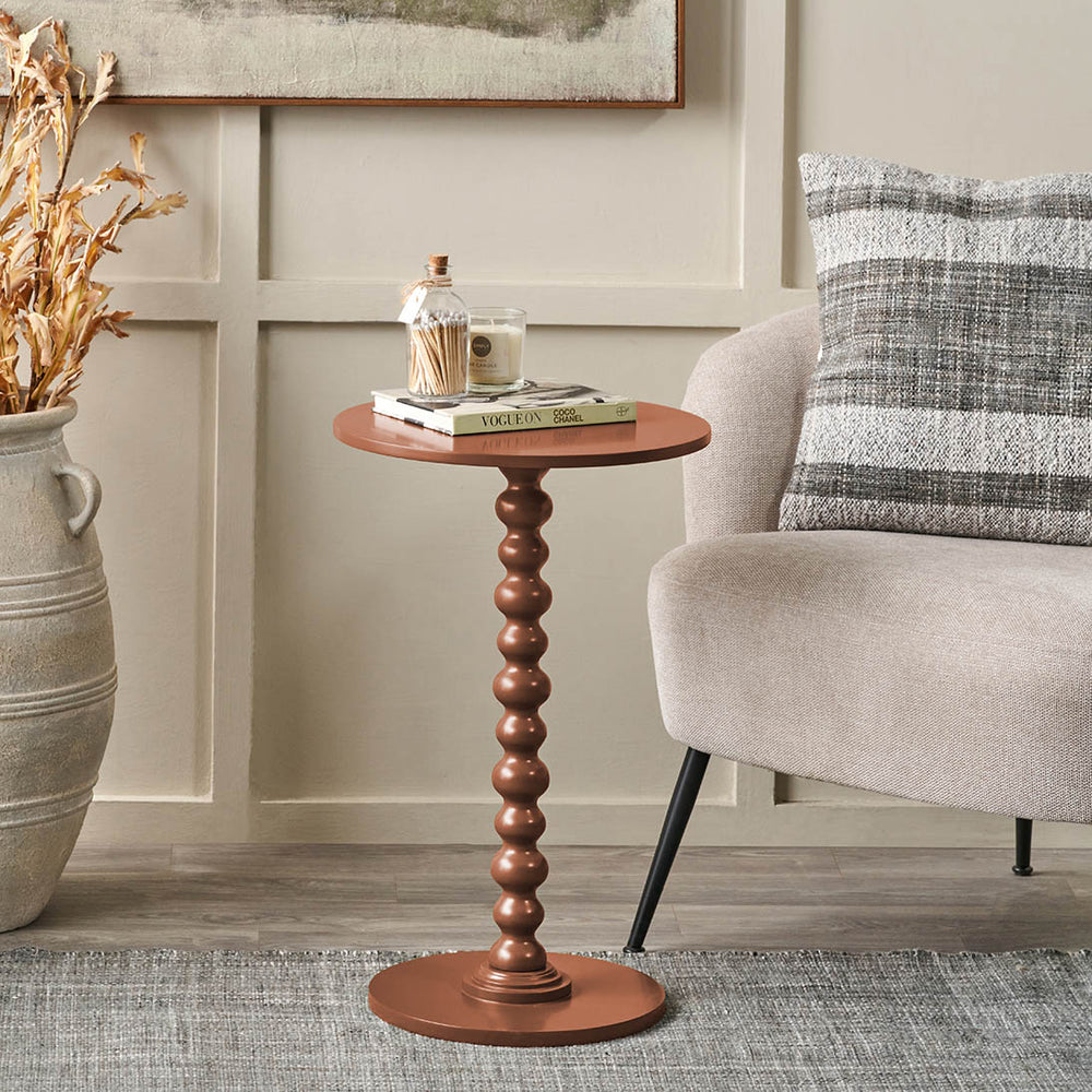 Margaux Terracotta Wood Bobble Side Table