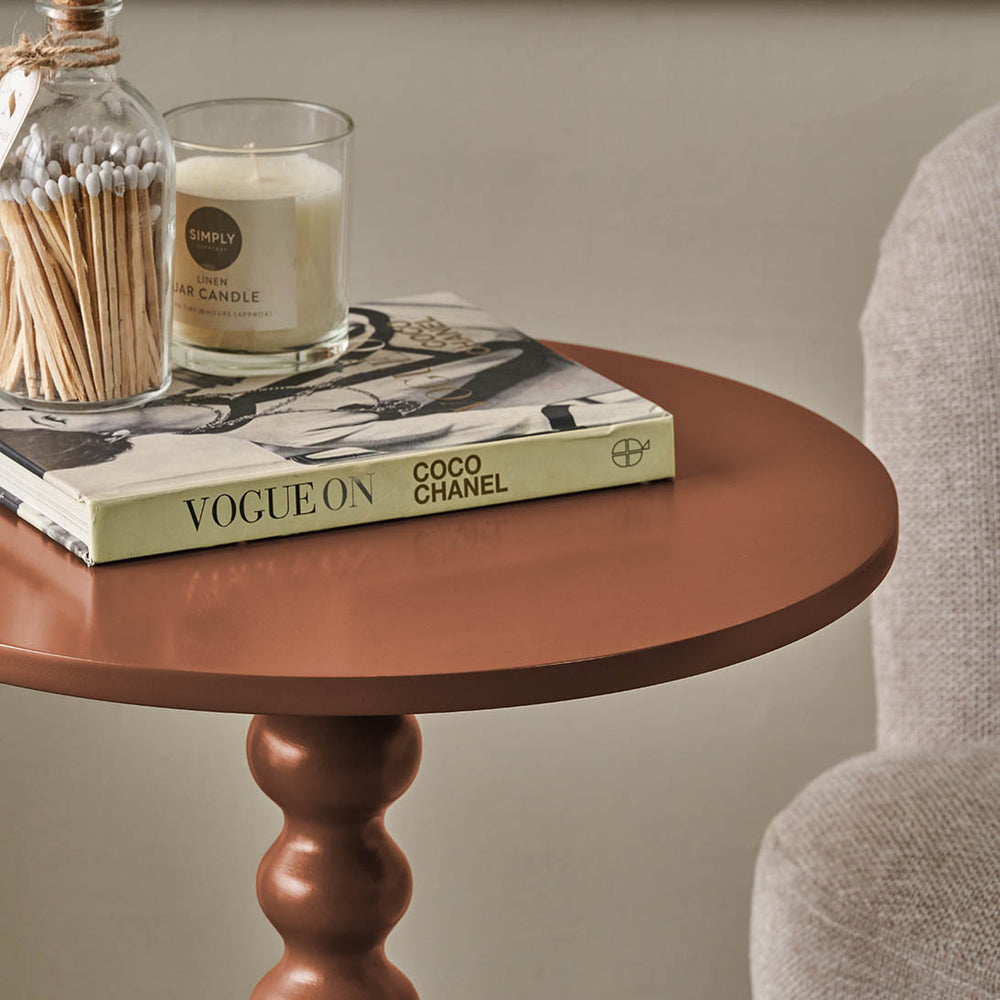 Margaux Terracotta Wood Bobble Side Table