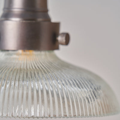 Beckett Ribbed Glass with Antique Bronze Fitting Elec Pendant