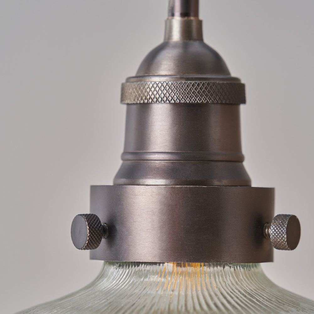Bronzed Ribbed Glass Ribbed Glass with Antique Bronze Fitting Elec Pendant | Lighting