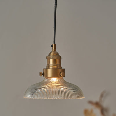 Beckett Ribbed Glass with Antique Brass Fitting Elec Pendant