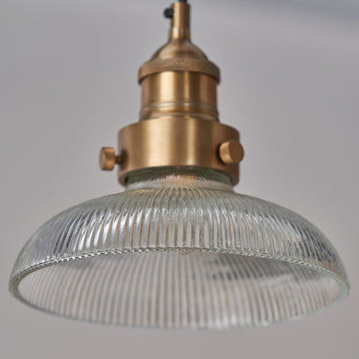 Beckett Ribbed Glass with Antique Brass Fitting Elec Pendant