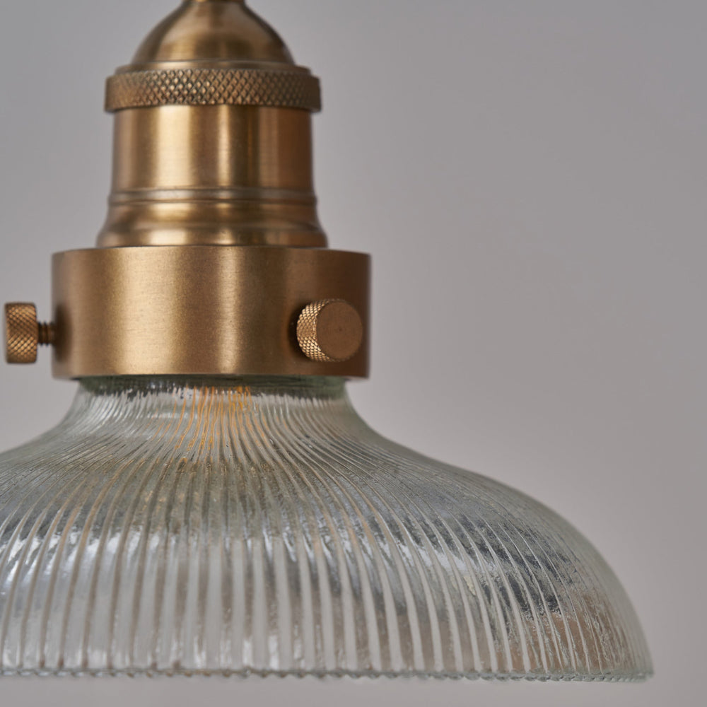 Beckett Ribbed Glass with Antique Brass Fitting Elec Pendant