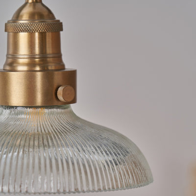 Beckett Ribbed Glass with Antique Brass Fitting Elec Pendant