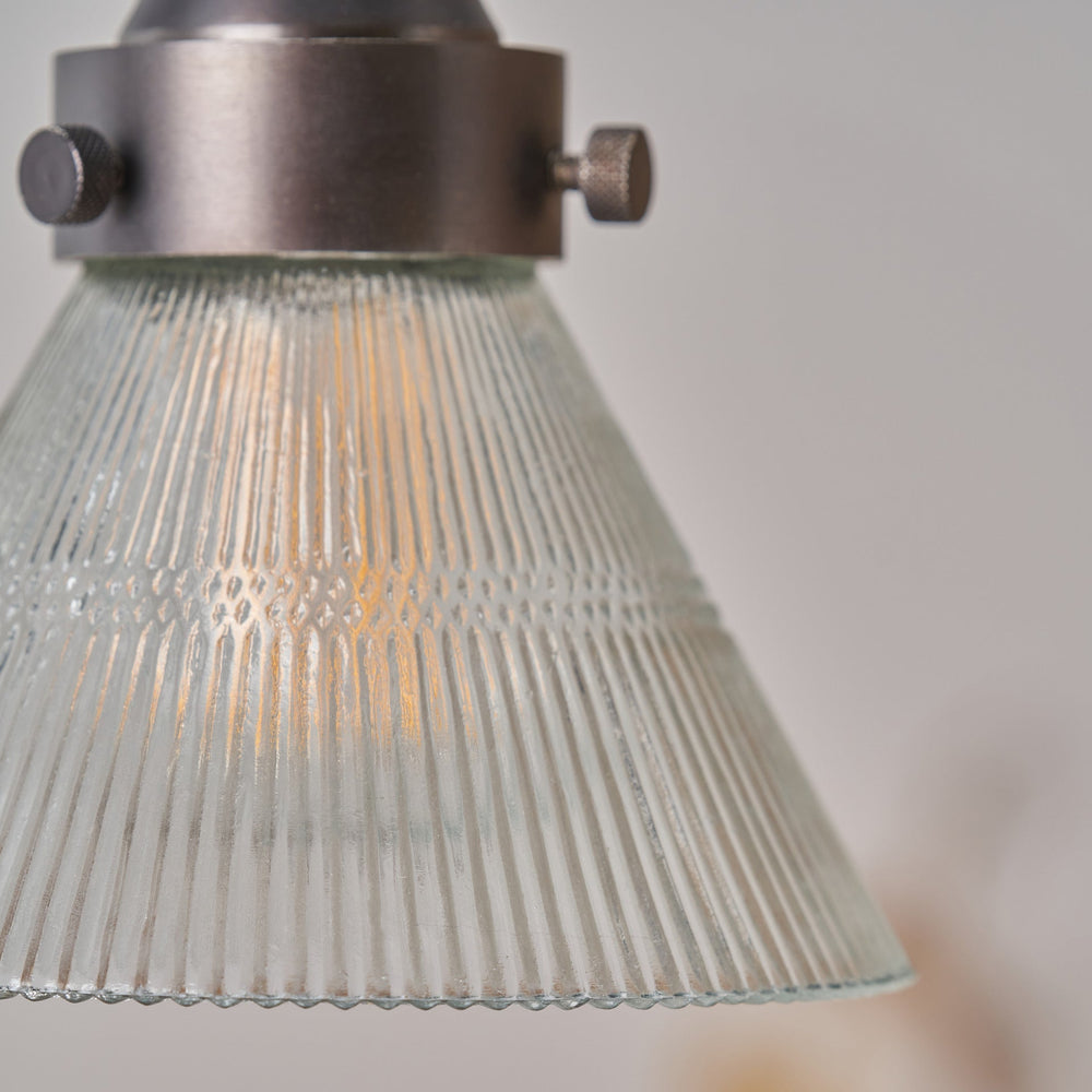 Bronzed Ribbed Glass Conical Conical Ribbed Glass with Antique Bronze Fitting Elec Pendant ...