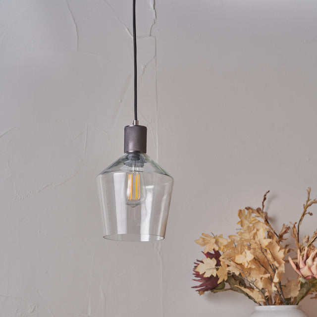 Everett Clear Glass with Antique Bronze Fitting Elec Pendant