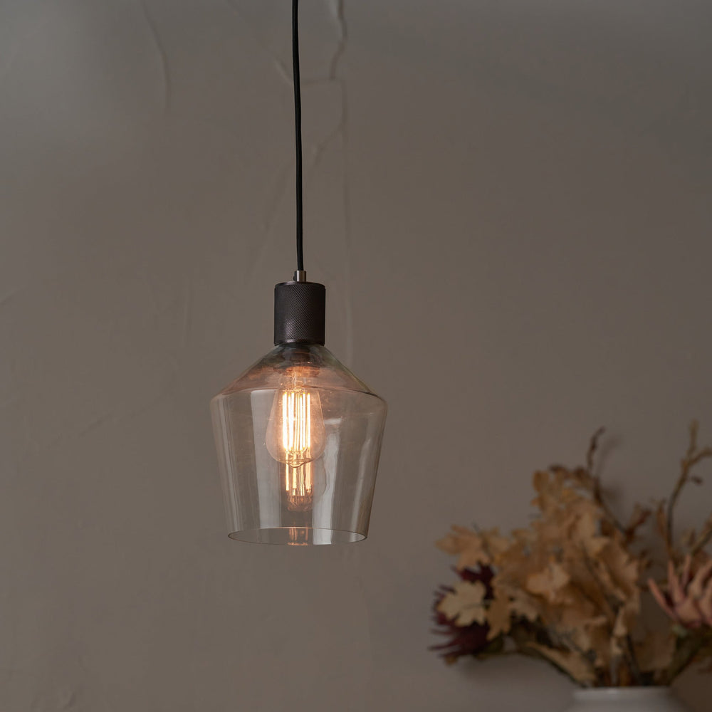 Everett Clear Glass with Antique Bronze Fitting Elec Pendant