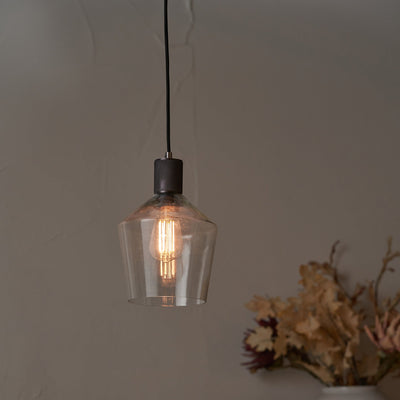 Everett Clear Glass with Antique Bronze Fitting Elec Pendant