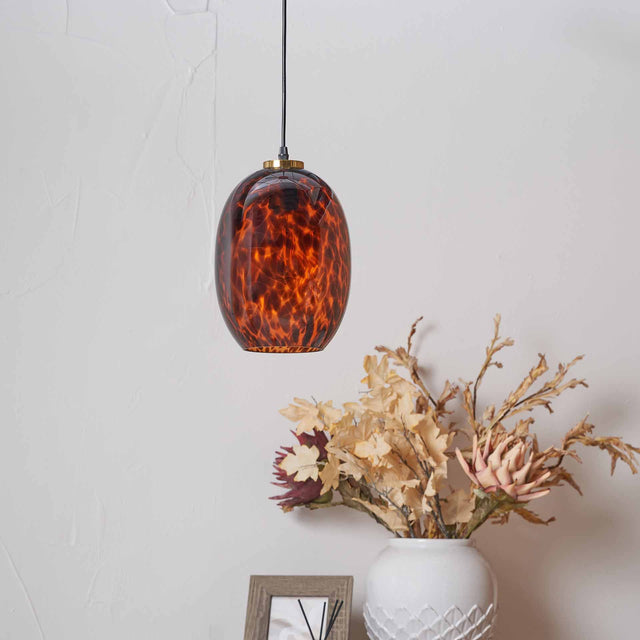 Levi Tortoiseshell Egg Glass Pendant