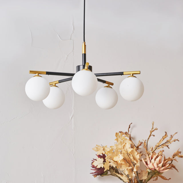 Cami White Orb 5 Light Pendant