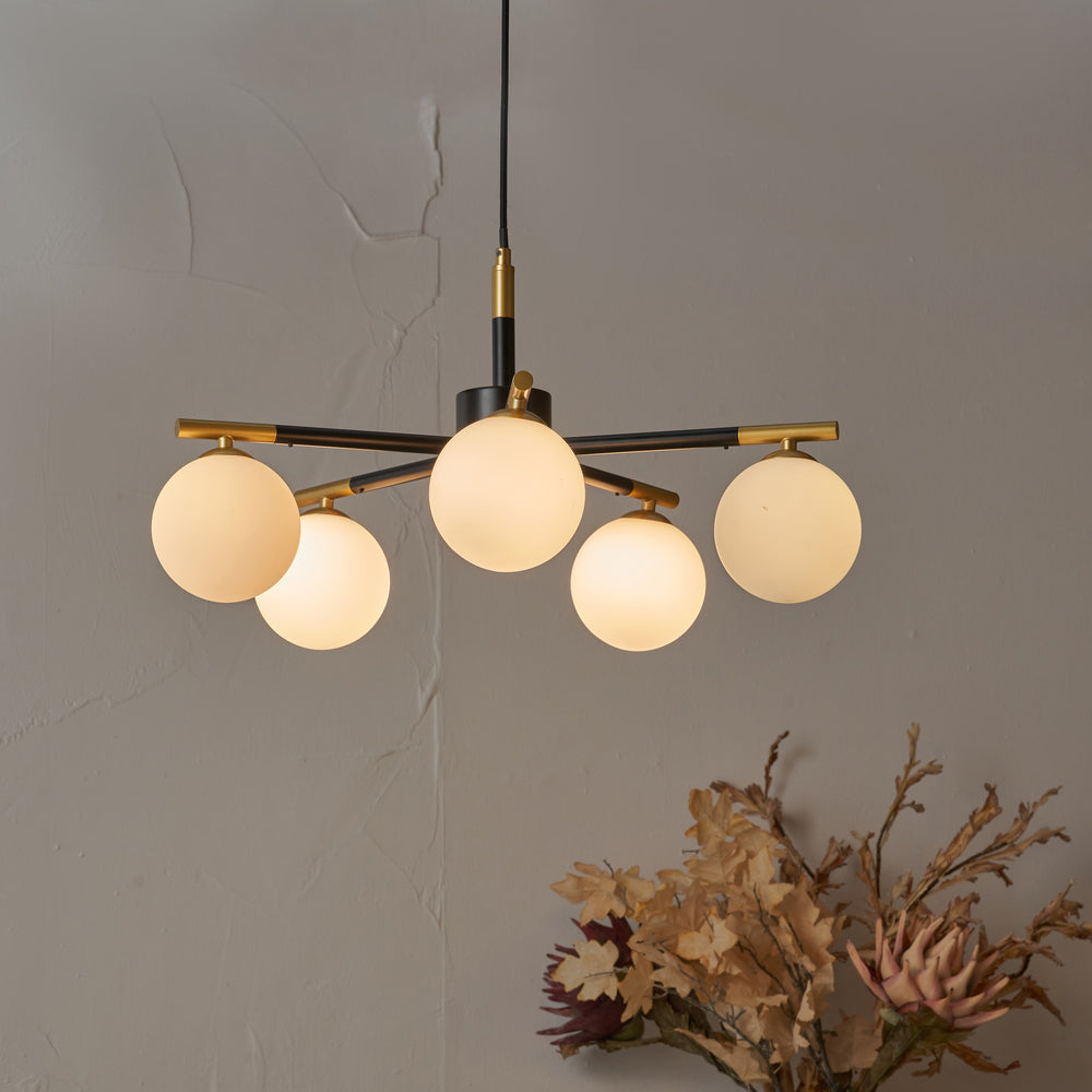 Cami White Orb 5 Light Pendant