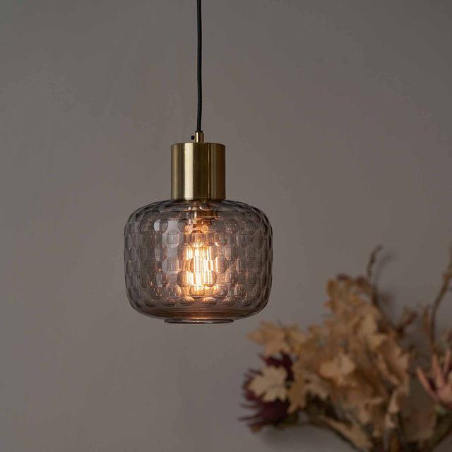 Mirielle Smoke Grey Circle Design Handcut Glass Pendant