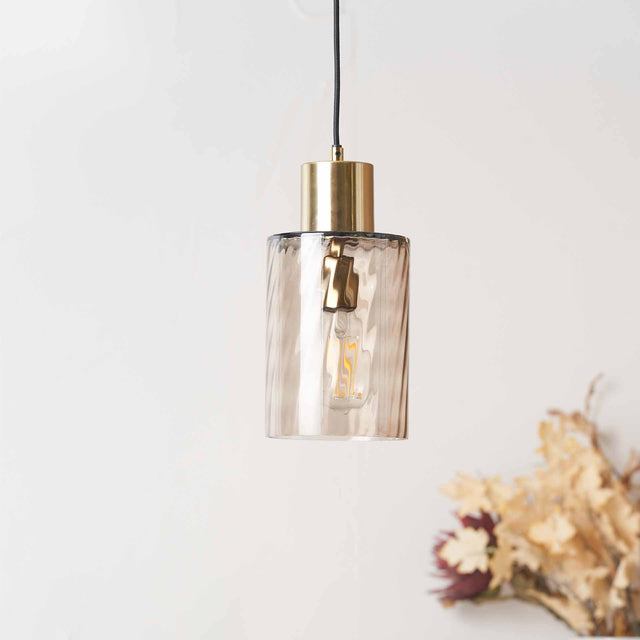 Kingsley Ripple Effect Light Brown Glass Pendant