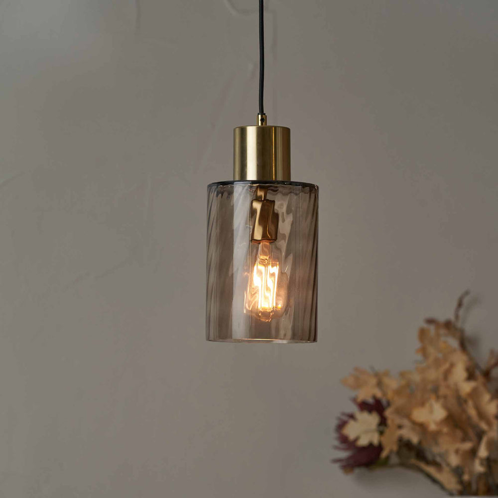 Kingsley Ripple Effect Light Brown Glass Pendant