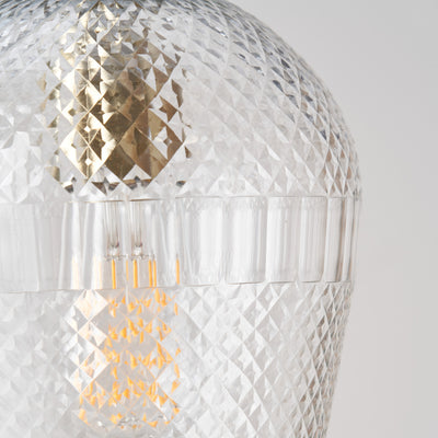 Arielle Diamond Design Clear Handcut Glass Pendant
