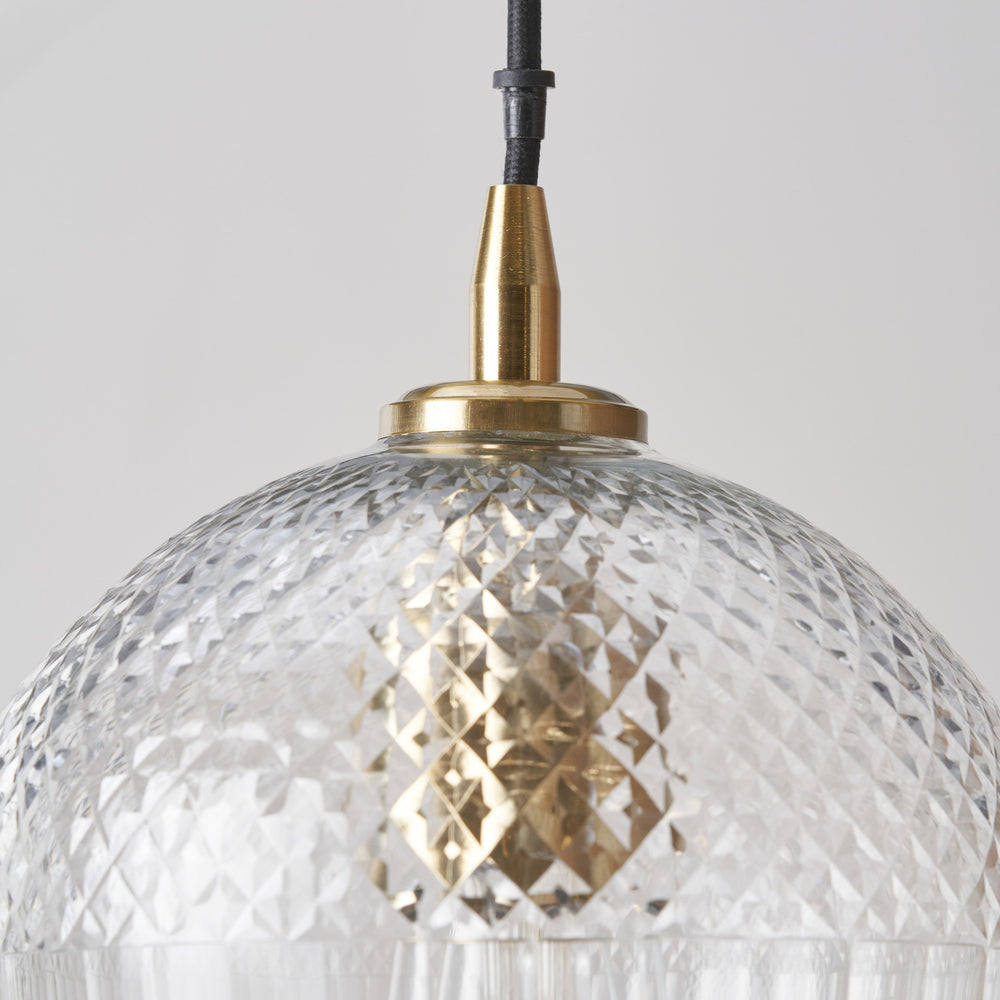 Arielle Diamond Design Clear Handcut Glass Pendant