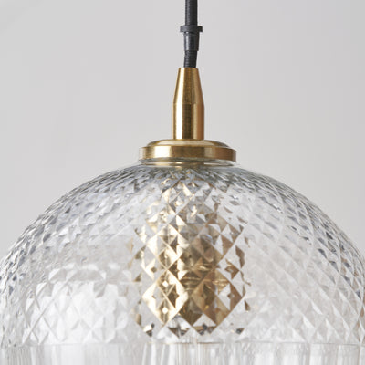 Arielle Diamond Design Clear Handcut Glass Pendant