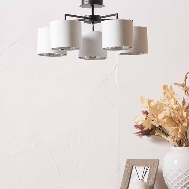 Ailyn 5 Arm Black Semi Flush Ceiling Pendant