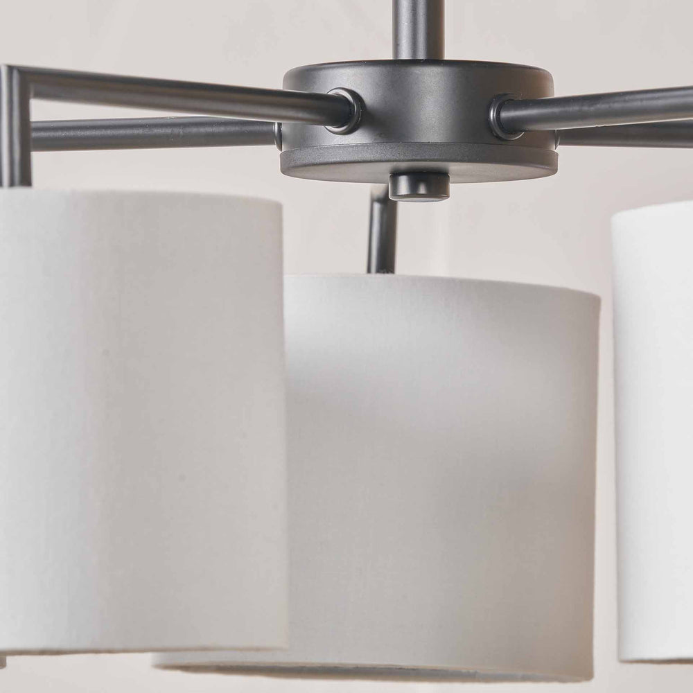 Ailyn 5 Arm Black Semi Flush Ceiling Pendant
