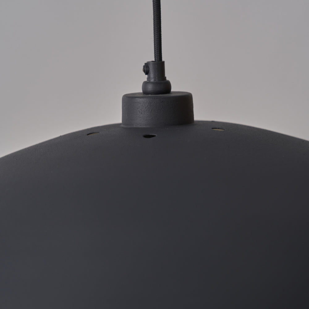 Palmero Matt Black and Silver Leaf Dome Pendant