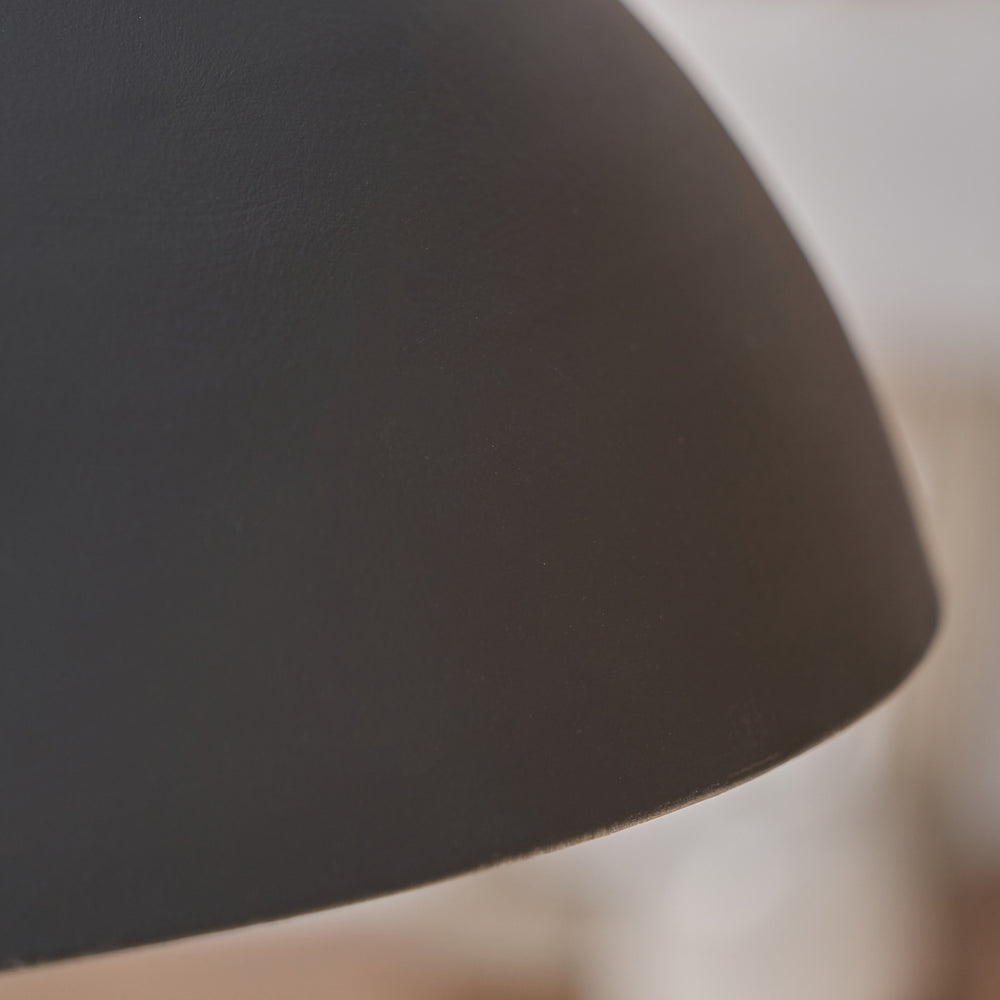 Palmero Matt Black and Silver Leaf Dome Pendant