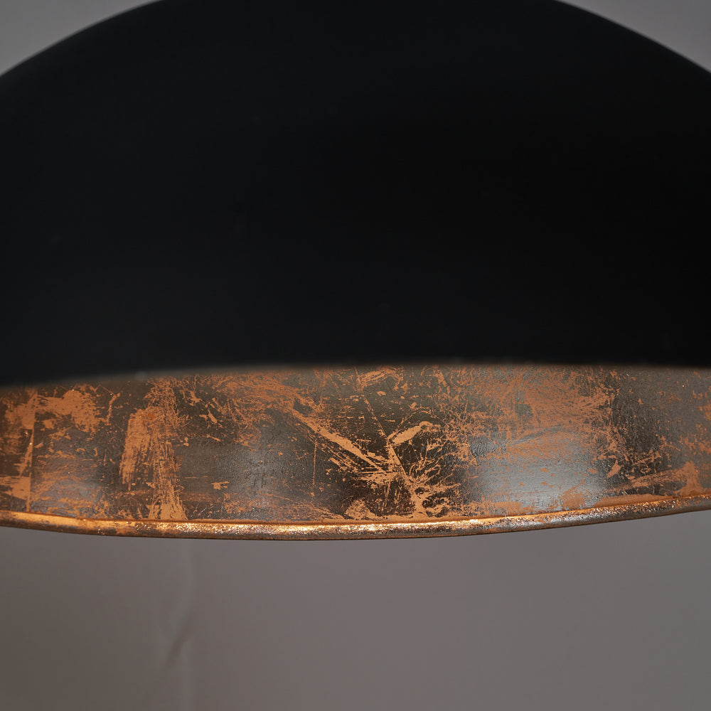 Palmero Matt Black and Silver Leaf Dome Pendant