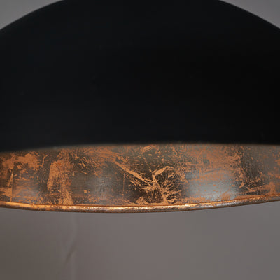 Palmero Matt Black and Silver Leaf Dome Pendant