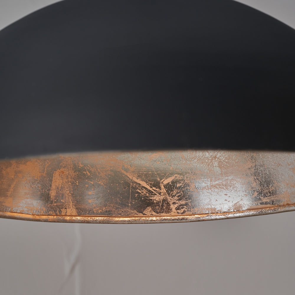 Palmero Matt Black and Silver Leaf Dome Pendant