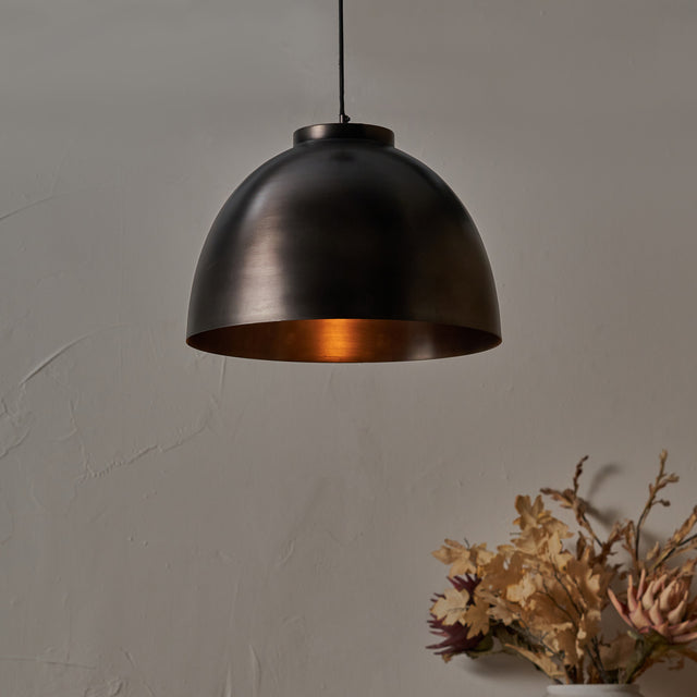 Ellington Antique Bronze Domed Metal Pendant