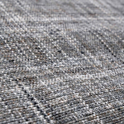 Indoor Outdoor Steel Grey and White Stripe Design Rug