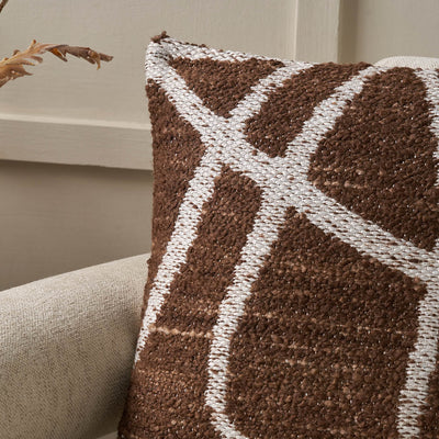 Indoor Outdoor Chocolate Brown and White Abstract Swirl Design Scatter Cushion