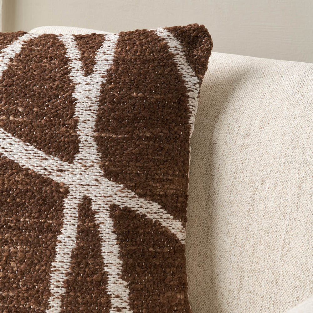 Indoor Outdoor Chocolate Brown and White Abstract Swirl Design Scatter Cushion