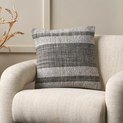 Indoor Outdoor Steel Grey and White Stripe Design Scatter Cushion