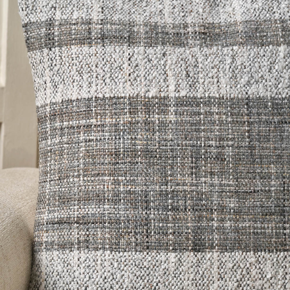Indoor Outdoor Steel Grey and White Stripe Design Scatter Cushion