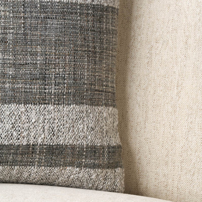Indoor Outdoor Steel Grey and White Stripe Design Scatter Cushion
