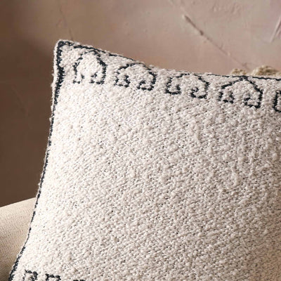 Indoor Outdoor White and Black Greek Key Design Cushion