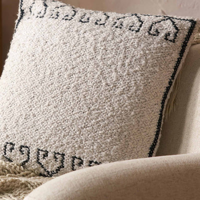 Indoor Outdoor White and Black Greek Key Design Cushion