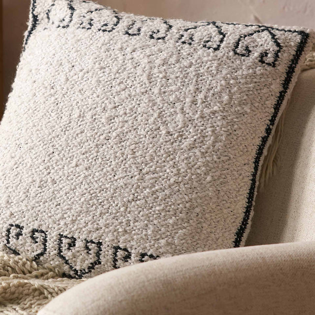 Indoor Outdoor White and Black Greek Key Design Cushion