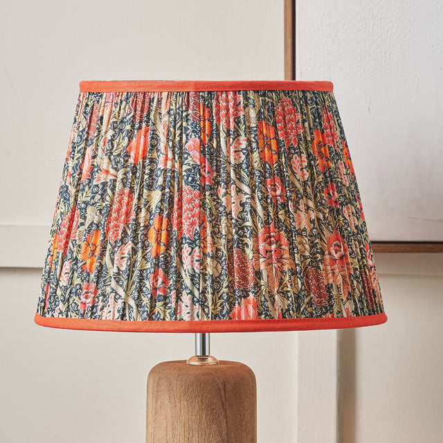 Alessa Red Floral Patterned Mushroom Pleat Tapered Lampshade