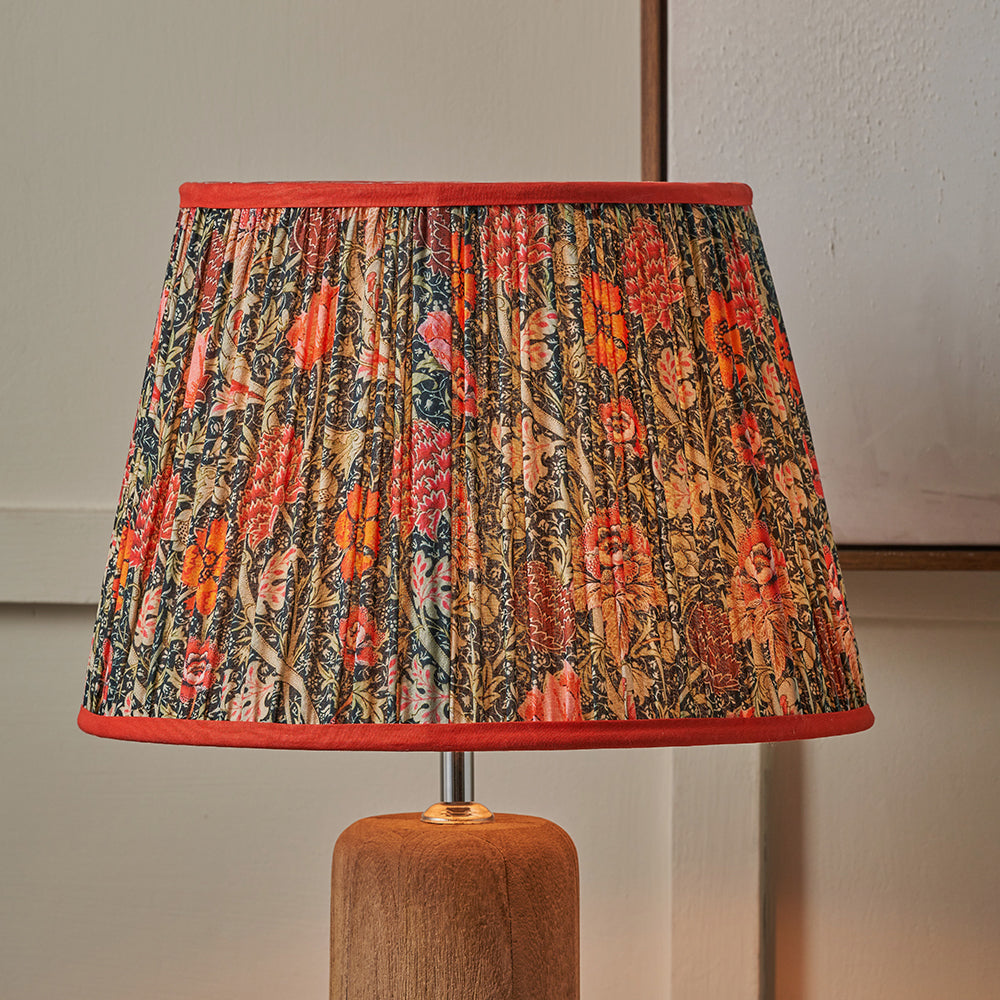 Alessa Red Floral Patterned Mushroom Pleat Tapered Lampshade