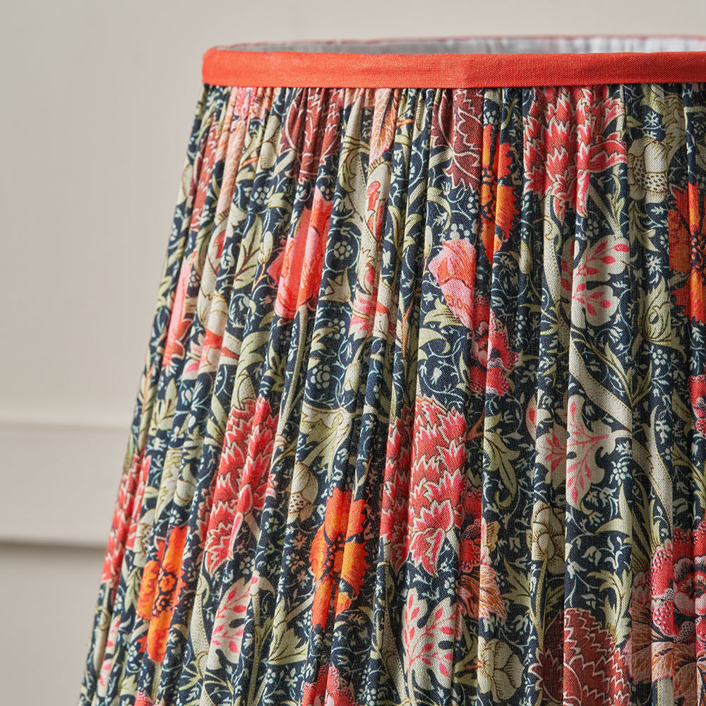 Alessa Red Floral Patterned Mushroom Pleat Tapered Lampshade