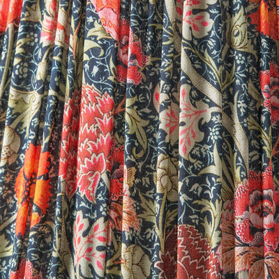 Alessa Red Floral Patterned Mushroom Pleat Tapered Lampshade