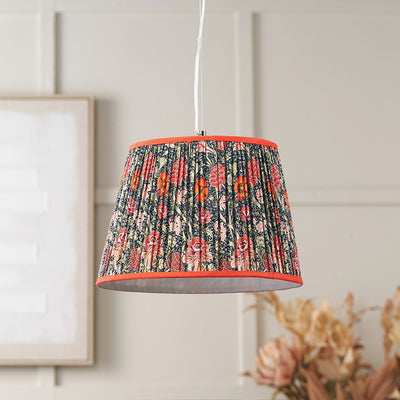 Alessa Red Floral Patterned Mushroom Pleat Tapered Lampshade