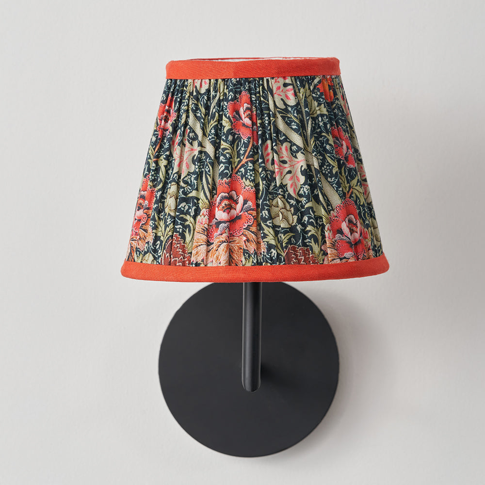 Alessa Red Floral Patterned Mushroom Pleat Tapered Lampshade