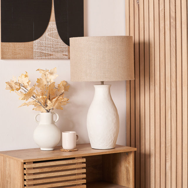 Eira White Textured Stoneware Table lamp Base