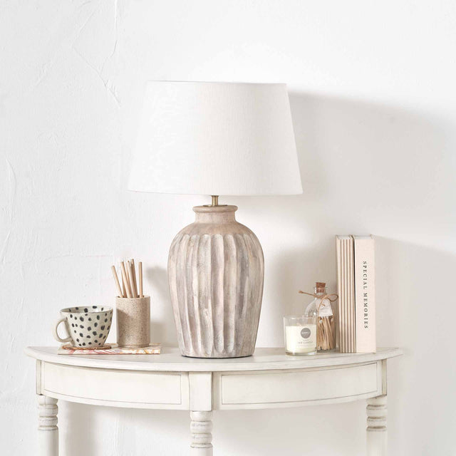 Paloma Natural Grooved Stoneware Table lamp Base