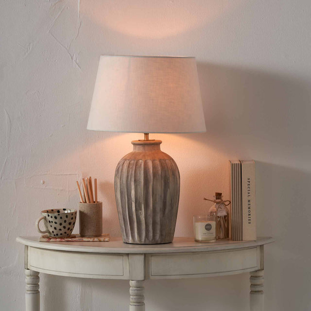 Paloma Natural Grooved Stoneware Table lamp Base