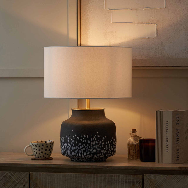 Ash Black and White Glass Table Lamp Base