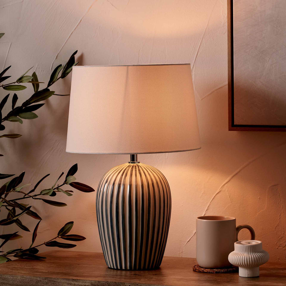 Palma Blue and White Stripe Ceramic Table Lamp