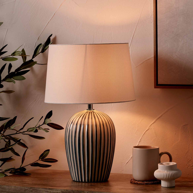 Palma Blue and White Stripe Ceramic Table Lamp